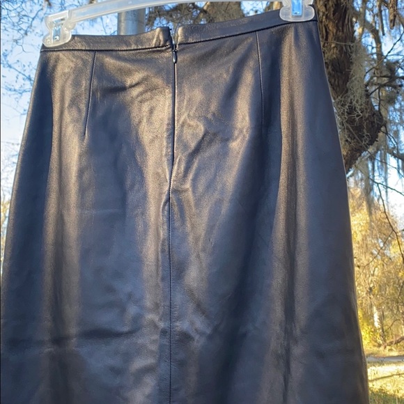 Michael Kors Collection black leather pencil skirt